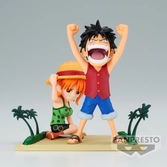 One piece - luffy & nami - figurine wcf-log stories 7cm