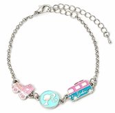 Barbie - bracelet en chaine - silhouette, skate & camping-car