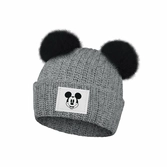 Mickey - bonnet tricoté pompom 56/58cm
