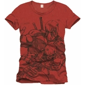 T Shirt Deadpool Scketch Rouge Homme Taille XXL