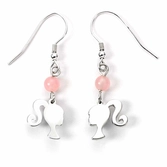 Barbie boucles d´oreilles drop silhouette & rose quartz (argent sterling)