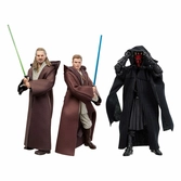 Star wars episode i black series pack 3 figurines qui-gon jinn, darth maul, obi-wan kenobi 15 cm