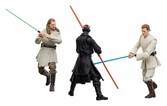 Star wars episode i black series pack 3 figurines qui-gon jinn, darth maul, obi-wan kenobi 15 cm
