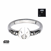 STAR WARS - Women's Stainless Steel Jedi Symbol Cut Ring - Size 7
