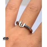 STAR WARS - Women's Stainless Steel Jedi Symbol Cut Ring - Size 7