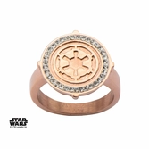 STAR WARS - Bague Femme Inox Style Or Rose Empire Symbol - Taille 52