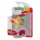 Pokémon pack 2 figurines battle figure first partner set feunnec, manzaï 5 cm