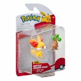 Pokémon pack 2 figurines battle figure first partner set feunnec, manzaï 5 cm