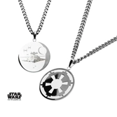 Star wars - stainless steel empire and death star pendant