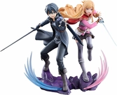 Sword art online statuette 1/7 progressive scherzo of deep night kirito & asuna set