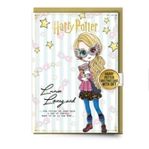 Harry potter - luna lovegood - carte de voeux avec un pin's