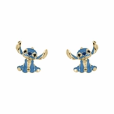 Stitch - 1 paire de clous d'oreilles plaqué or jaune 18ct