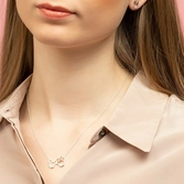 Mickey & minnie - collier en laiton plaqué argent & rose doré