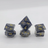 Dés pierre semi précieuse - lot de 7 dés  avec boite en métal-  naturelle- jaspe internet gris