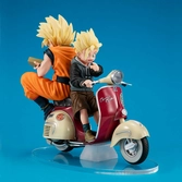 Dragonball z 05 desktop real mccoy diorama pvc super saiyan son goku & super saiyan son gohan & motorbike 16 cm