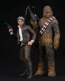 Statuette STAR WARS : Han Solo + Chewbacca Episode 7 ARTFX+ - 23cm