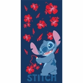Disney - stitch fleurs" - serviette de plage 100% coton - 70x140cm"