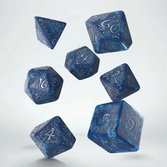 Lot de 7 dés- elfique- bleu et argent