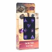 Exclu micromania- lot de 7 dés multiformat – violet nacré et chiffre doré