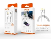 Câble tresse pour iphone, 2,4a - 2m tb1461 blanc
