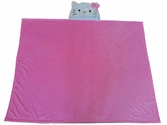 Hello kitty - pink - plaid coral à capuche 3d '120x150cm'
