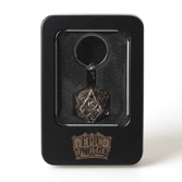 Porte clé- d20 doré - avec lot de 7 mini dés métal 5mm dans boite métal