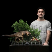 Jurassic park statuette 1/20 demi art scale t-rex chase 30 cm