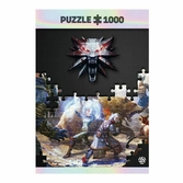 The witcher iii: wild hunt gaming puzzle geralt & triss in battle (1000 pièces)
