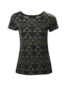 T-shirt Femme Zelda Prenium : Symbole Hyrule vert et noir -XL