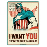 MARVEL - Plaque Metal 21 X 15 - Captain America