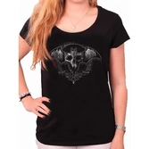 T-shirt Femme Batman : Logo Batgirl Tête de mort - S