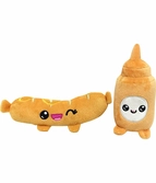 Yummies -saucisse & moutarde - 2 peluche 15cm dans sac peluche 21x21cm