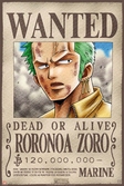 ONE PIECE - Poster 68X98 - Wanted Zoro