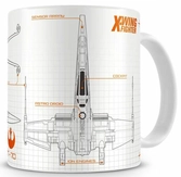 STAR WARS 7 - Mug - X-Wing Blueprint - White-Orange Ceramic