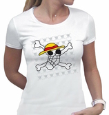 ONE PIECE - T-Shirt Basic Femme  Skull Dessin De Luffy (L)
