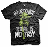 Star wars - t-shirt there is no try yoda - black (l)