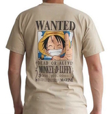 ONE PIECE - T-Shirt Basic Homme WANTED LUFFY - Sand (XXL)