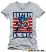 CAPTAIN AMERICA - T-Shirt Cap Flag - Grey (XXL)