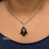 Collier Star Wars Black PVD Plated Darth Vader with Clear Gem