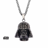 Collier Star Wars Black PVD Plated Darth Vader with Clear Gem