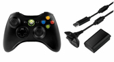 Manette sans fil noire + Kit Play and Charge - XBOX 360