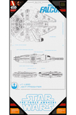 STAR WARS 7 - Poster en Verre - Millenium Falcon Blue Print  50X25 cm