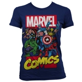 T-Shirt Femme Marvel : Comics Heroe Bleu marine - S