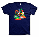T-Shirt Rubik's Cube : Cube en Fusion Bleu Marine - XXXL
