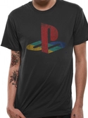 T-Shirt PlayStation : Logo Usé - M