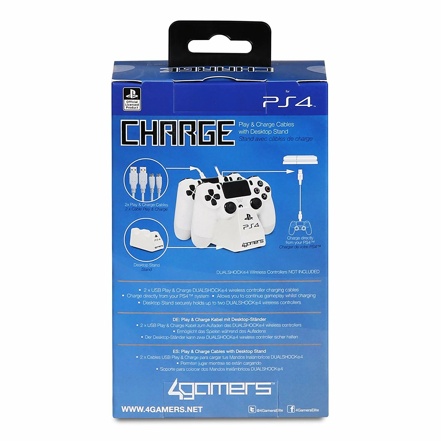4 Gamers Support + Câbles Blanc PS4