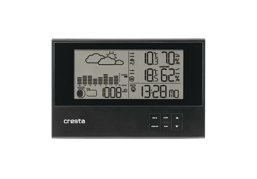 Cresta station météo numérique extra plate avec baromètre bar700 noir