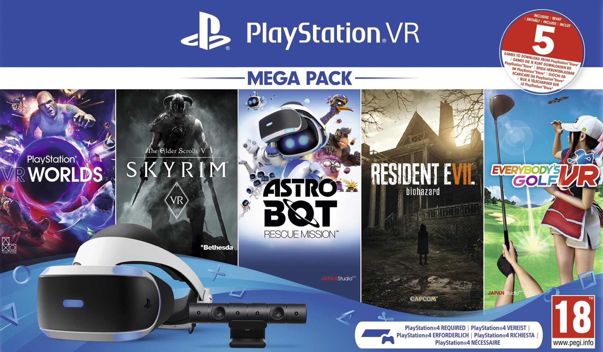 PlayStation VR Méga Pack V2 : Casque VR + Caméra + 5 Jeux
