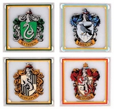 Harry potter - house crests set of 4 glass coasters