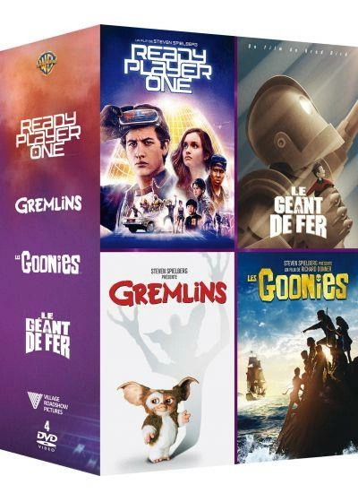 Ready player one + gremlins + les goonies + le géant de fer - coffret 4 dvd